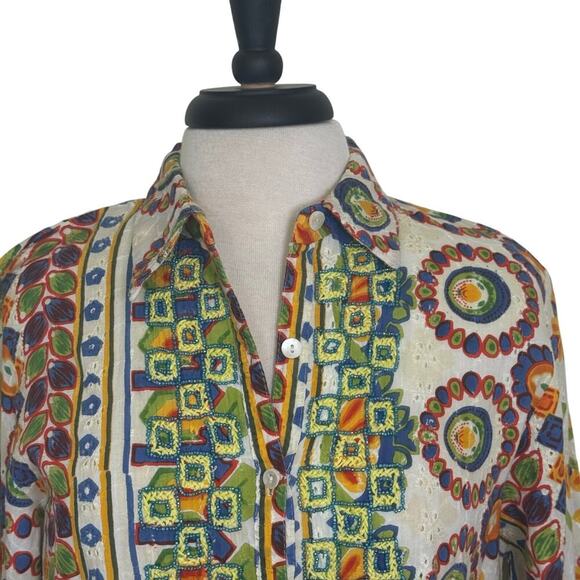 COLORI DI MARE Beachwear Cover-Up Kaftan Embroidered Beaded Tunic Mini Dress  L - Picture 2 of 14